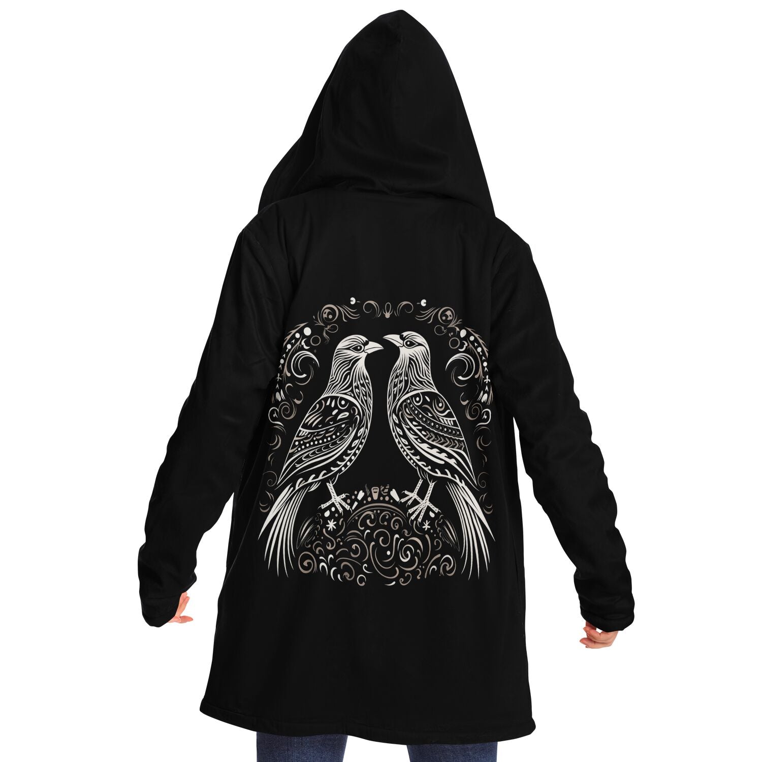 Microfleece Cloak - Norse Viking & Mythology Collection - Huginn and Muninn - Nine Worlds Gear