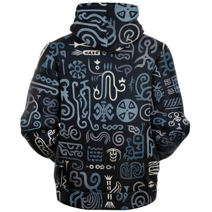 Fleece-Lined  Zip Hoodie - Norse Viking & Mythology Collection - Norse Symbols - Nine Worlds Gear